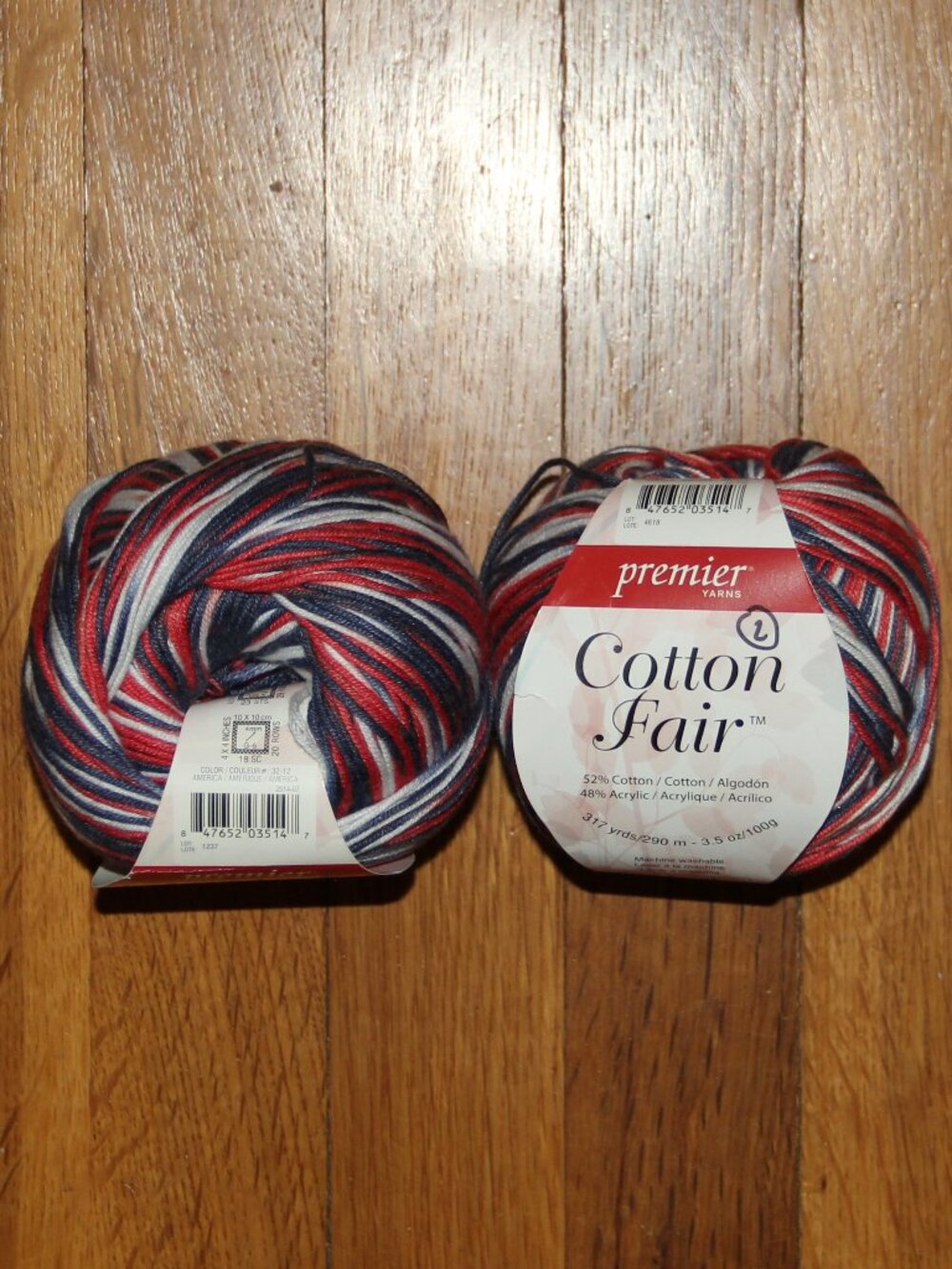 2 Skeins Premier Yarns Cotton Fair Sport Yarn America